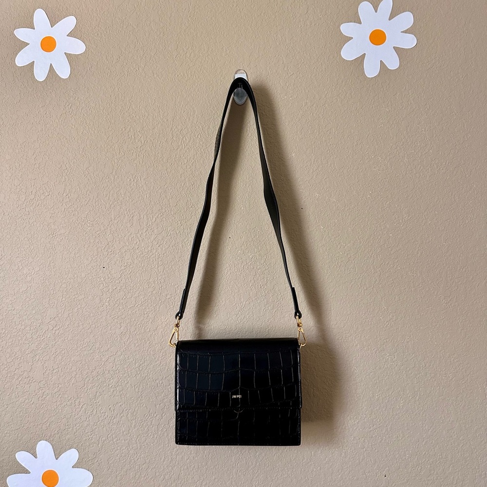 JW PEI Mini‎ Flap Black Croc Crossbody